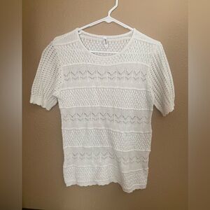 Womens White Short Sleeve Sweater/Knit Top Size Small